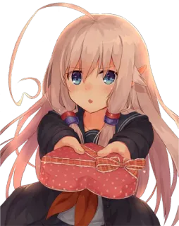 ❤ anime girl, gift, heart, valentine, cute, illustration, girl telegram sticker