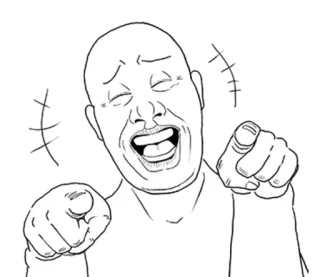 🤣 pointing, laughing, meme, bald, drawing, cartoon telegram sticker