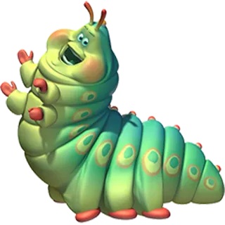 🐛 Heimlich A Bug's Life мультфильм, гусеница, насекомое, Дисней, Пиксар telegram sticker