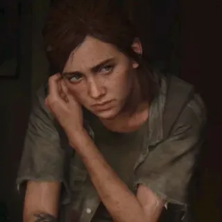 🪶 Ellie Williams The Last of Us видеоигра, персонаж, грустный, серьезный, элли, the last of us telegram sticker