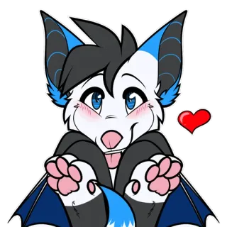 👑 Furry, Pipistrello, Cartone animato, Animale, Carino, Amore, Cuore telegram sticker