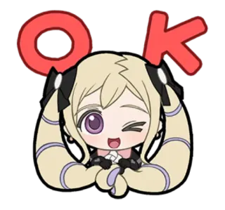 🆗 OK anime, słodkie, ok, mrugnięcie, chibi telegram sticker
