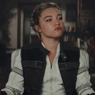 😐 Yelena Belova Black Widow yelena belova, florence Pugh, viuda negra, marvel, personaje, espía, película whatsapp sticker