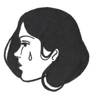 😒 triste, pleurs, femme, larme, noir et blanc, portrait whatsapp sticker