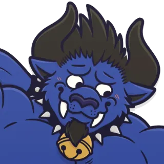😊 monster, wezen, blauw, cartoon, dier, halsband, harig telegram sticker