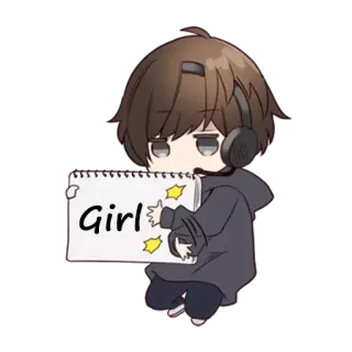 😉 Girl cartoon, anime, girl, drawing telegram sticker
