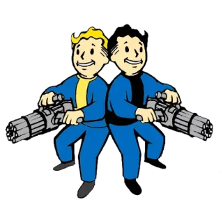 👬 Fallout Fallout, Vũ khí, Vault Boy, Minigun, Trò chơi telegram sticker