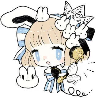 😳 sticker, illustration, cute, bunny, girl, kawaii telegram sticker