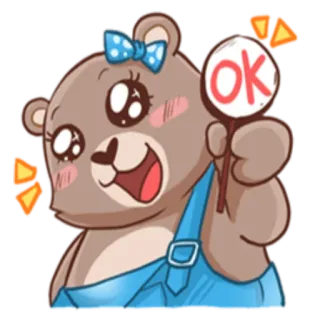 👌 OK 熊, 可爱, 好的, 批准, 卡通, 同意 telegram sticker