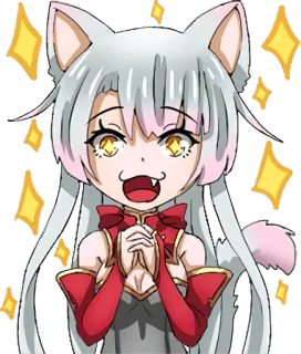 😲 애니메이션, 카와이, 귀여운, 반짝이, 고양이 소녀 telegram sticker