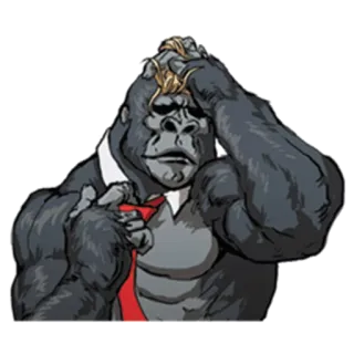 😉 gorilla, business, suit, tie, stressed, monkey whatsapp sticker