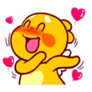 😍 carino, giallo, cartoni animati, amore, cuori, felice, ballare telegram sticker