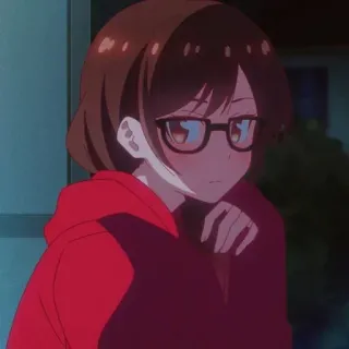 🍫 Chizuru Ichinose Rent-A-Girlfriend Anime, Dễ thương, Cô gái, Kính, Áo Hoodie Đỏ, Chizuru Ichinose, Rent-A-Girlfriend telegram sticker