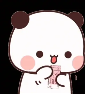 😄 Panda, Mignon, Dessin animé, Argent, Joyeux, Animal telegram sticker
