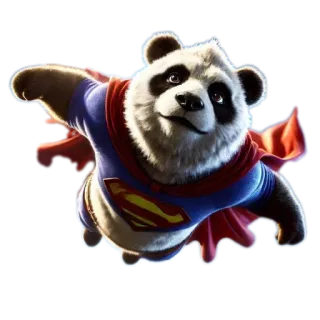 🐶 Superman superhéroe, panda, dibujos animados, lindo, animal, volando, superman, pegatina whatsapp sticker