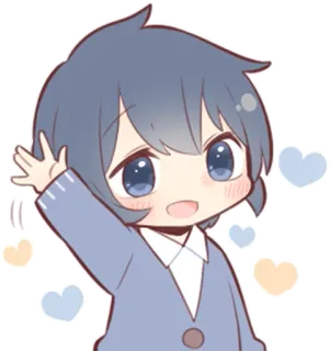 👋 Аниме, Чиби, Милый, Мультфильм, Привет, Махать telegram sticker