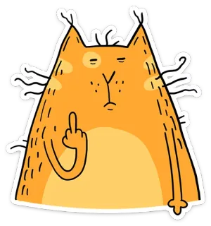 🖕 gato, dedo do meio, rude, ofensivo, adesivo, desenho animado telegram sticker