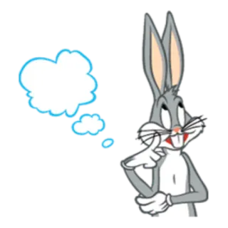 🤔 Bugs Bunny Looney Tunes Багз Банни, думает, мультфильм, кролик telegram sticker