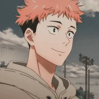 🧊 Yuji Itadori Jujutsu Kaisen อนิเมะ, มังงะ, ตัวละคร, ยิ้ม, เสื้อฮู้ด telegram sticker
