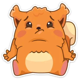 😕 동물, 귀여운, 슬픈, 주황색, 만화, 스티커 telegram sticker