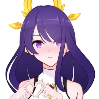 💜 アニメ, 女の子, ハート, ポーズ, 紫髪, キャラクター telegram sticker