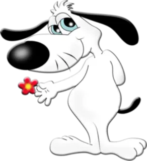 🌺 Droopy dibujo animado, perro, flor, lindo telegram sticker
