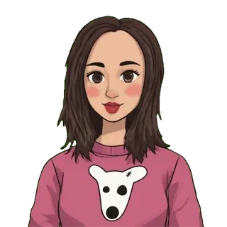 😉 การ์ตูน, ผู้หญิง, ผมสีน้ำตาลเข้ม, อวตาร, ภาพเหมือน, ดิจิทัลอาร์ต telegram sticker