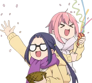 🎉 动漫, 女孩, 鞭炮, 庆祝, 卡通 telegram sticker