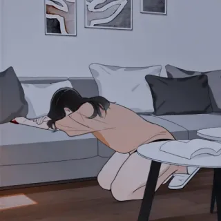 ⚓ Trauer, Kummer, Frau, Depression, Anime, Couch, Zuhause telegram sticker
