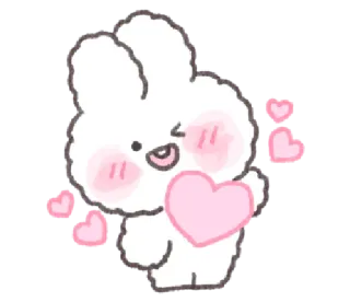 💬 coelho, amor, fofo, coração, coelhinho, desenho animado, adesivo whatsapp sticker
