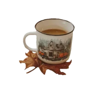 ☕️ Tasse, Herbst, Herbst, Kaffee, Tee, Haus, Blatt whatsapp sticker