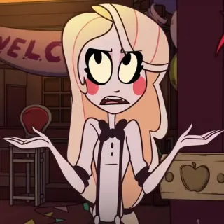 🌟 Charlie Morningstar Hazbin Hotel 만화, 애니메이션, Hazbin Hotel, 혼란스러움, 캐릭터 telegram sticker