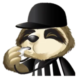👤 bicho-preguiça, árbitro, esportes, apito, animal, desenho animado whatsapp sticker