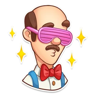 ✨ pria, stiker, kartun, dasi kupu-kupu, kacamata, berkilau telegram sticker