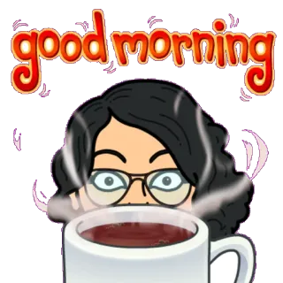🌅 good morning buenos días, café, bitmoji, mañana, saludo telegram sticker