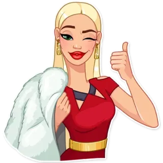 👍 donna, bionda, moda, glamour, cartone animato, adesivo telegram sticker