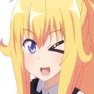 😉 Anime, Mangá, Desenho animado, Menina, Fofa, Piscadela, Loira telegram sticker