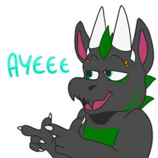 👈 AYEEE drago, furry, cartone animato, gesto, AYEEE, carino telegram sticker