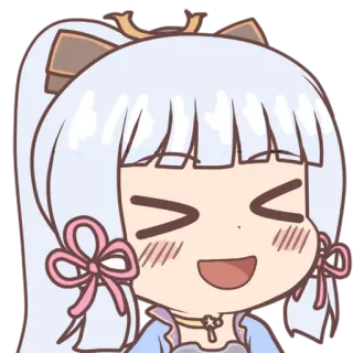 😆 Kamisato Ayaka Genshin Impact Anime, Chibi, Lindo, Feliz, Sonrisa, Genshin Impact telegram sticker