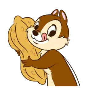 😋 Chip ardilla listada, dibujos animados, disney, animal, lindo, cacahuete, personaje telegram sticker