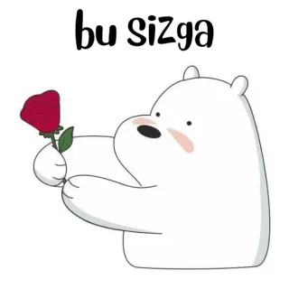 🐻‍❄️ bu sizga ours, fleur, rose, mignon, dessin animé whatsapp sticker