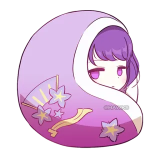 😐 @HAWKS purple hair, cute, star, fan, chibi telegram sticker