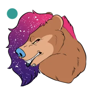 😡 animal, antro, furry, urso, desenho animado, cabelo galáxia telegram sticker