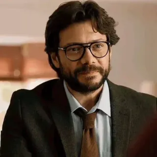 🏦 Professor Money Heist la casa de papel, professeur, personnage, série télévisée, netflix, lunettes telegram sticker