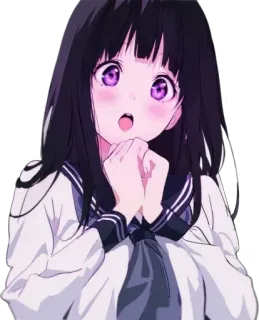 😯 аниме девушка, милая, школьная форма, фиолетовые глаза, аниме telegram sticker