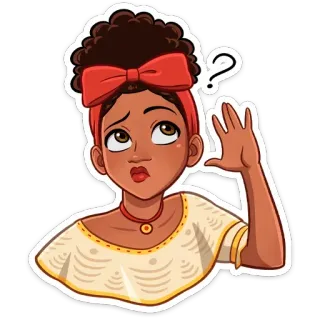 ❓ woman, question mark, thinking, curious, cartoon, character, sticker telegram sticker