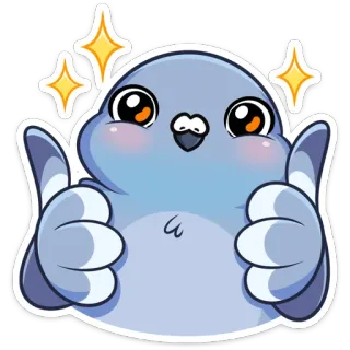 👍 chim, bồ câu, dễ thương, giơ ngón tay cái, biểu tượng cảm xúc, nhãn dán telegram sticker