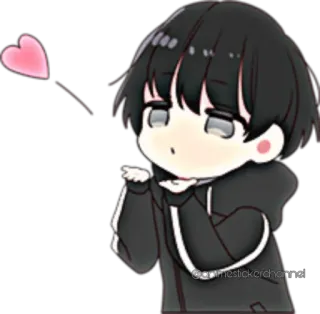 😘 anime, chibi, cute, heart, blowing kiss whatsapp sticker