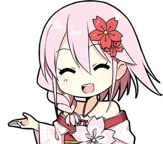 👈 Anime, Chibi, Sakura, Kawaii, Fofo, Personagem, Cabelo Rosa whatsapp sticker