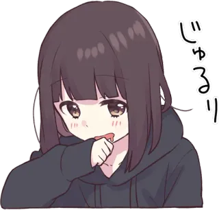 😒 じゅるり Аниме, Милый, Девушка, Японский whatsapp sticker